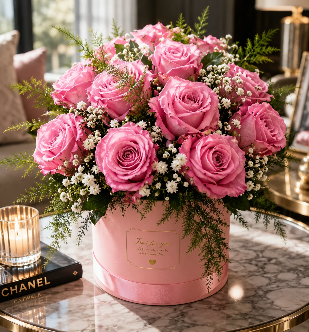 Pink rose box - cvetni aranžmani Beograd, flower box i dostava cveća Beograd