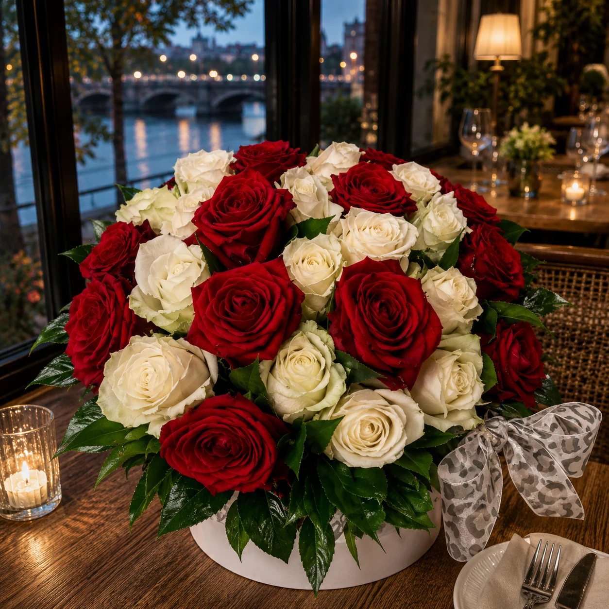 Crveno-beli rose box - cvetni aranžmani Beograd, flower box i dostava cveća Beograd