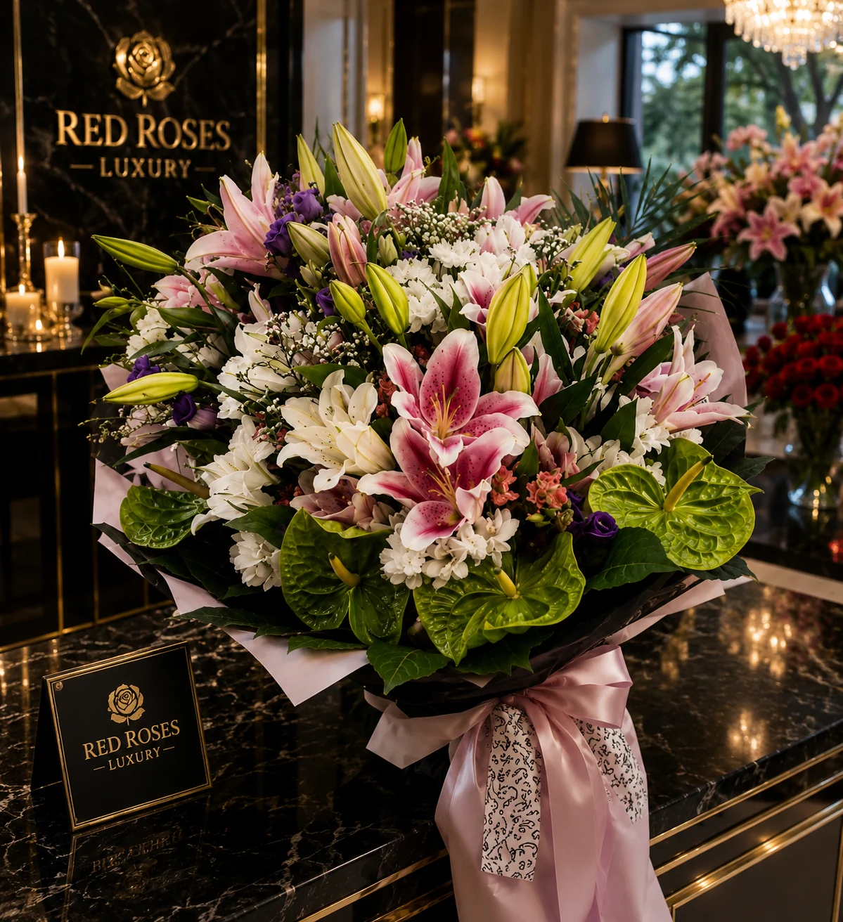 Deluxe romantični aranžman - luksuzni cvetni aranžmani Beograd - cvetni aranžmani Beograd, flower box i dostava cveća Beograd